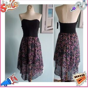 NWT No Boundaries Floral High-Low Strapless Dress - Y2K Fairycore - Small